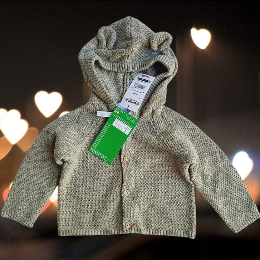 Modern Moments by Gerber Baby Boy/Girl Sweater Knit Hooded Cardigan Size 6-9M